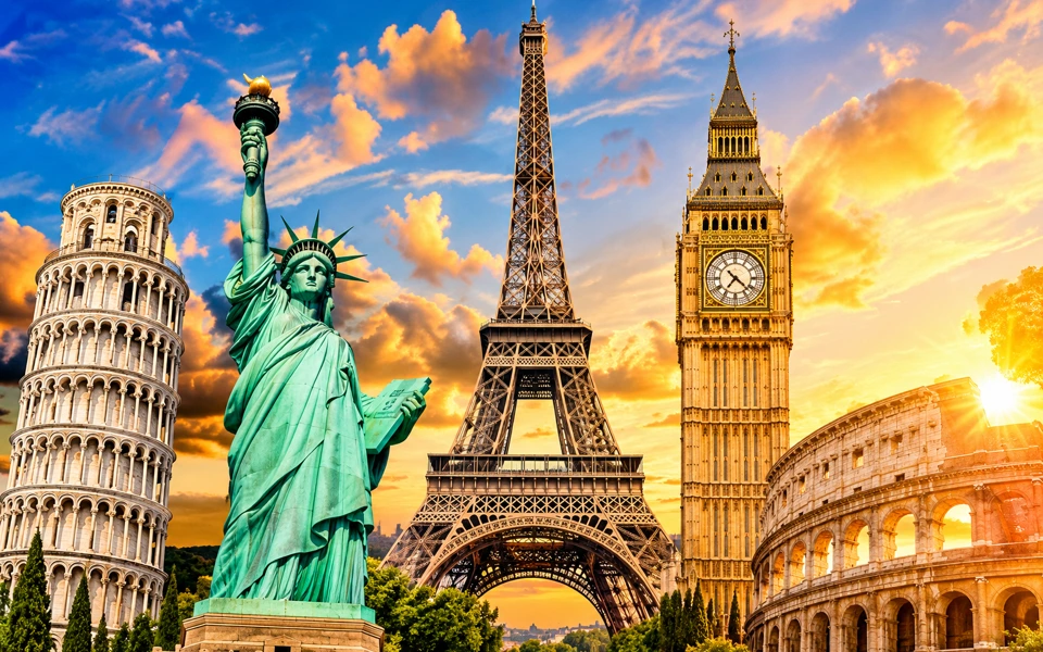 Famous landmarks from around the world