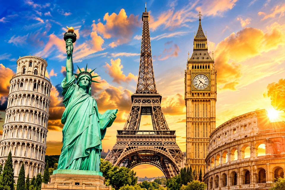 Landmarks celebrating cultures around the world