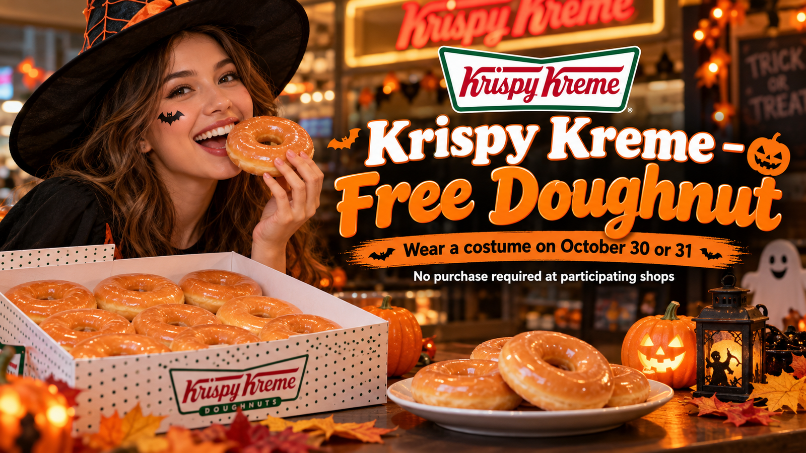 Krispy Kreme – Free Doughnut halloween food deals 2026