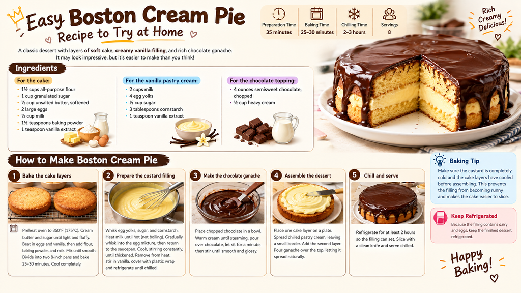 Easy Boston Cream Pie Recipe to Try at Home